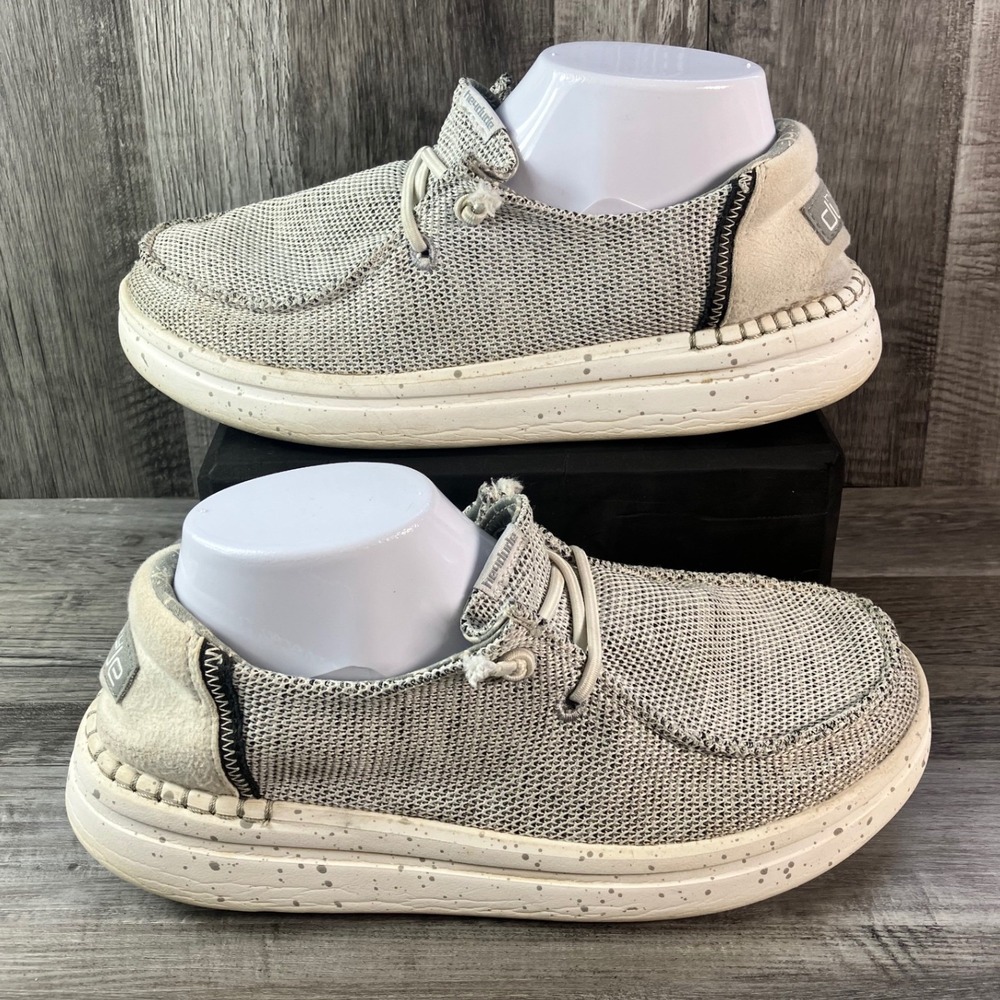 Hey Dude Wendy Rise Sox Stone White Platform Loafers Womens Size 9 121940705